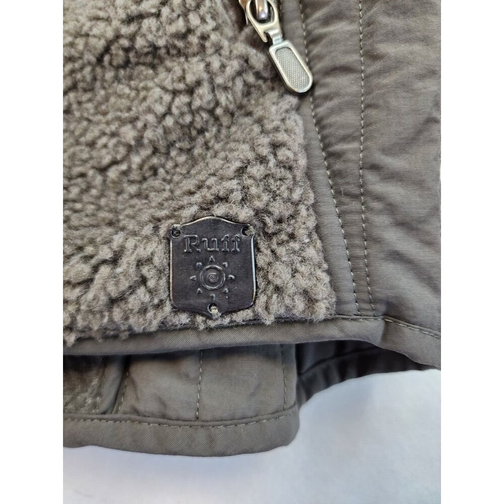 RUFF HEWN Cozy Gray Faux Sherpa Fleece Full Zip L Wicking Cabin Outdoor Neutral - Picture 7 of 10
